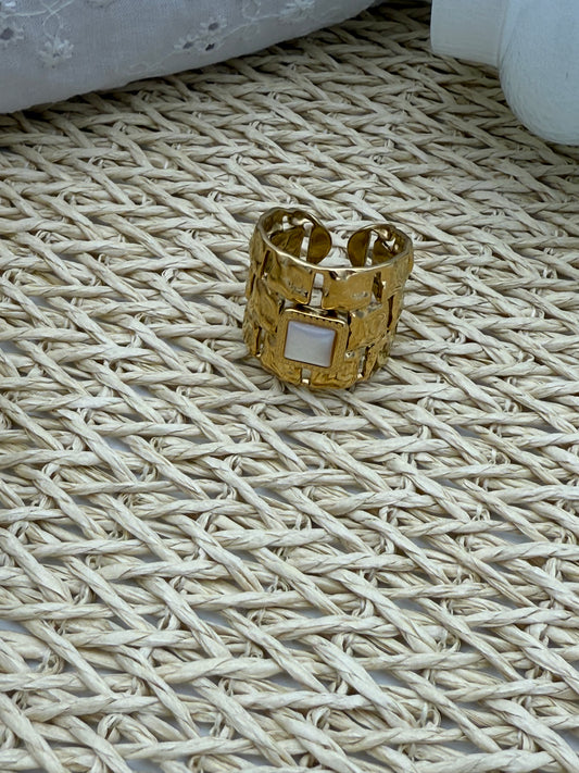 119 🌴 Bague Carré Blanc