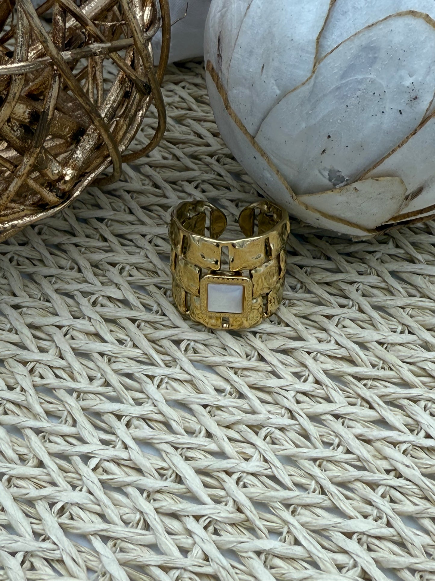 119 🌴 Bague Carré Blanc