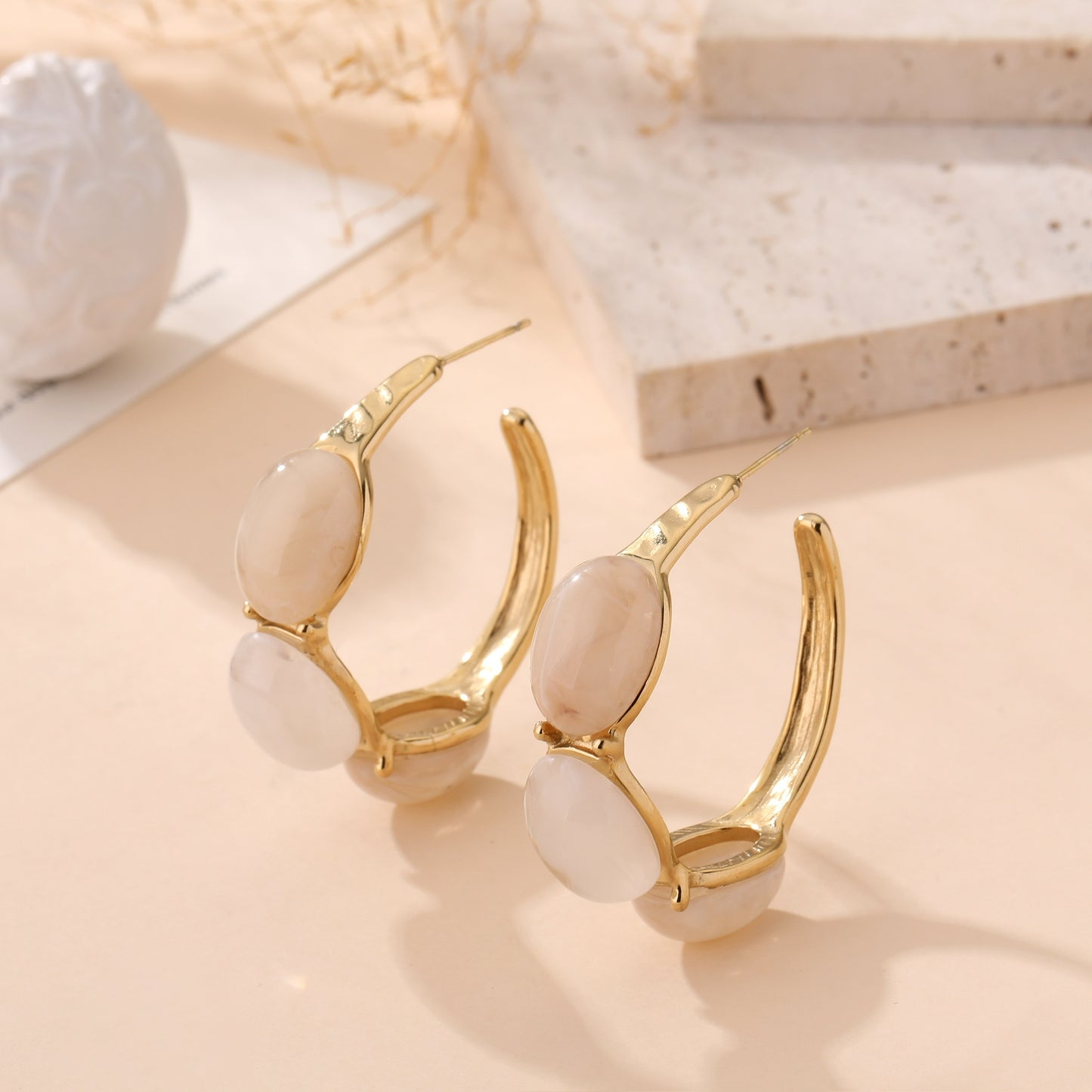 146 🍋 Boucle D'oreilles Pierre