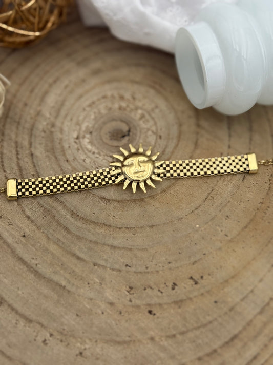238 💜 Bracelet soleil maille plate 🌞