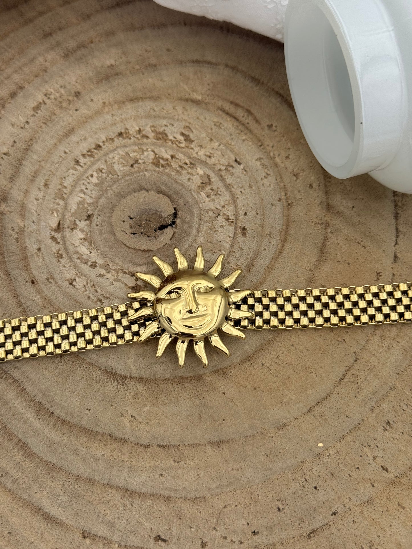 238 💜 Bracelet soleil maille plate 🌞
