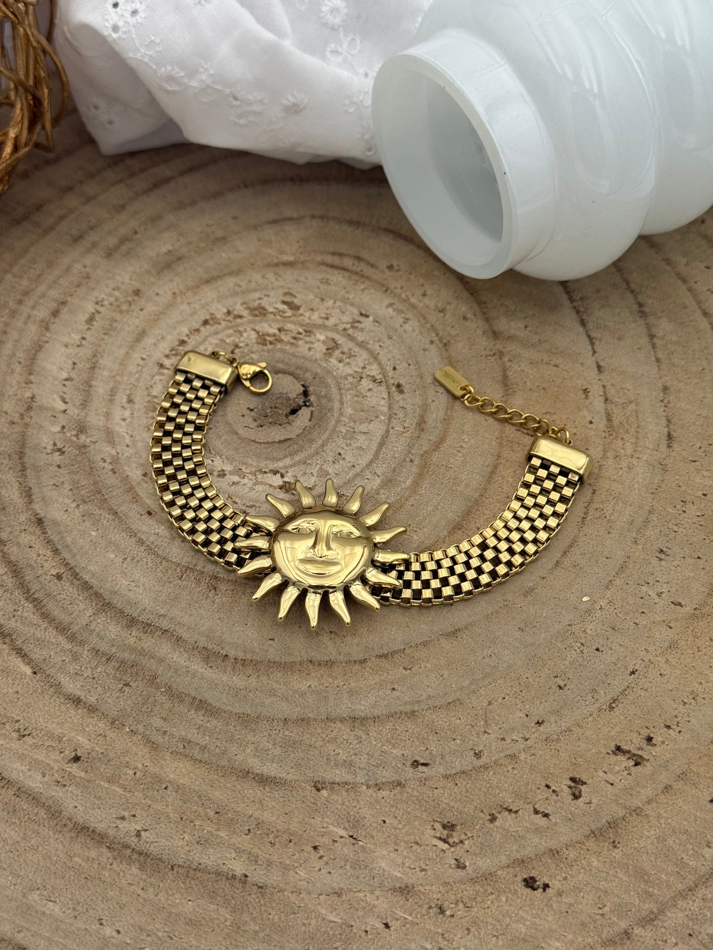 238 💜 Bracelet soleil maille plate 🌞