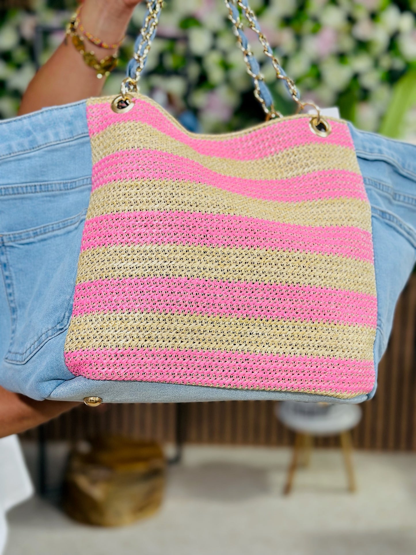 769 🛍️ Sac en Jean avec bande colorée 😎