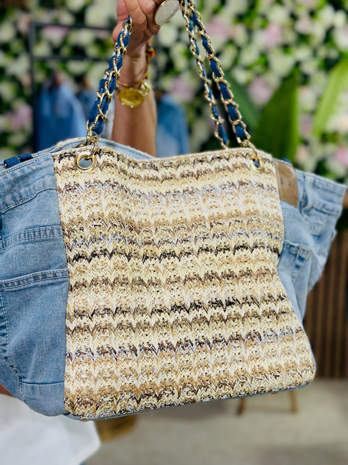 769 🛍️ Sac en Jean avec bande colorée 😎