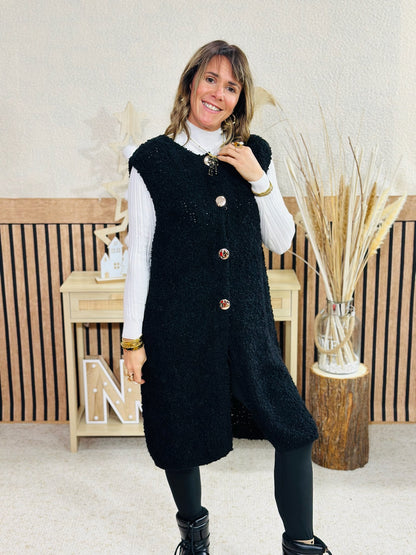 7 🛍️ Gilet long sans manche moumoute ☁️