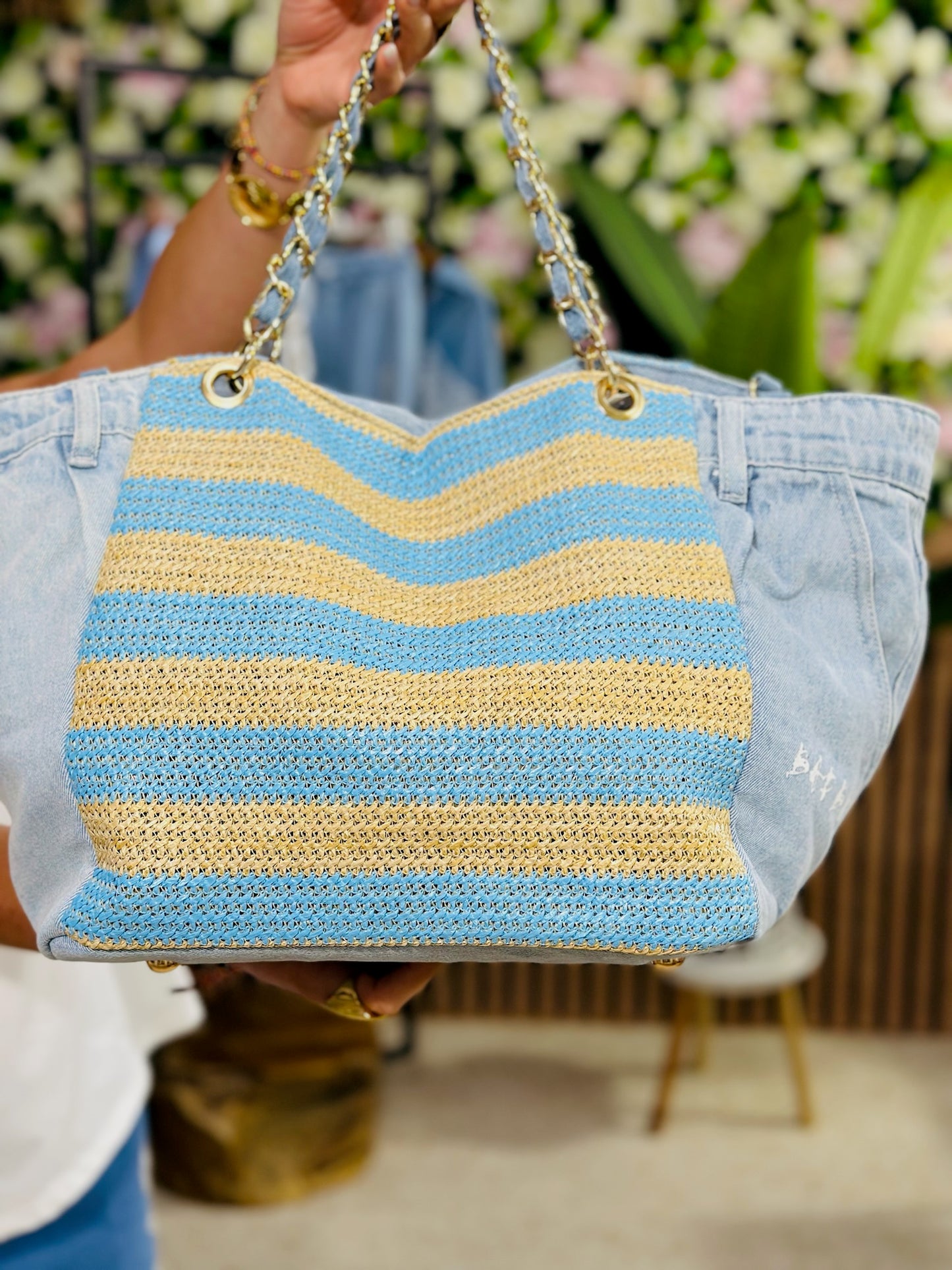 769 🛍️ Sac en Jean avec bande colorée 😎