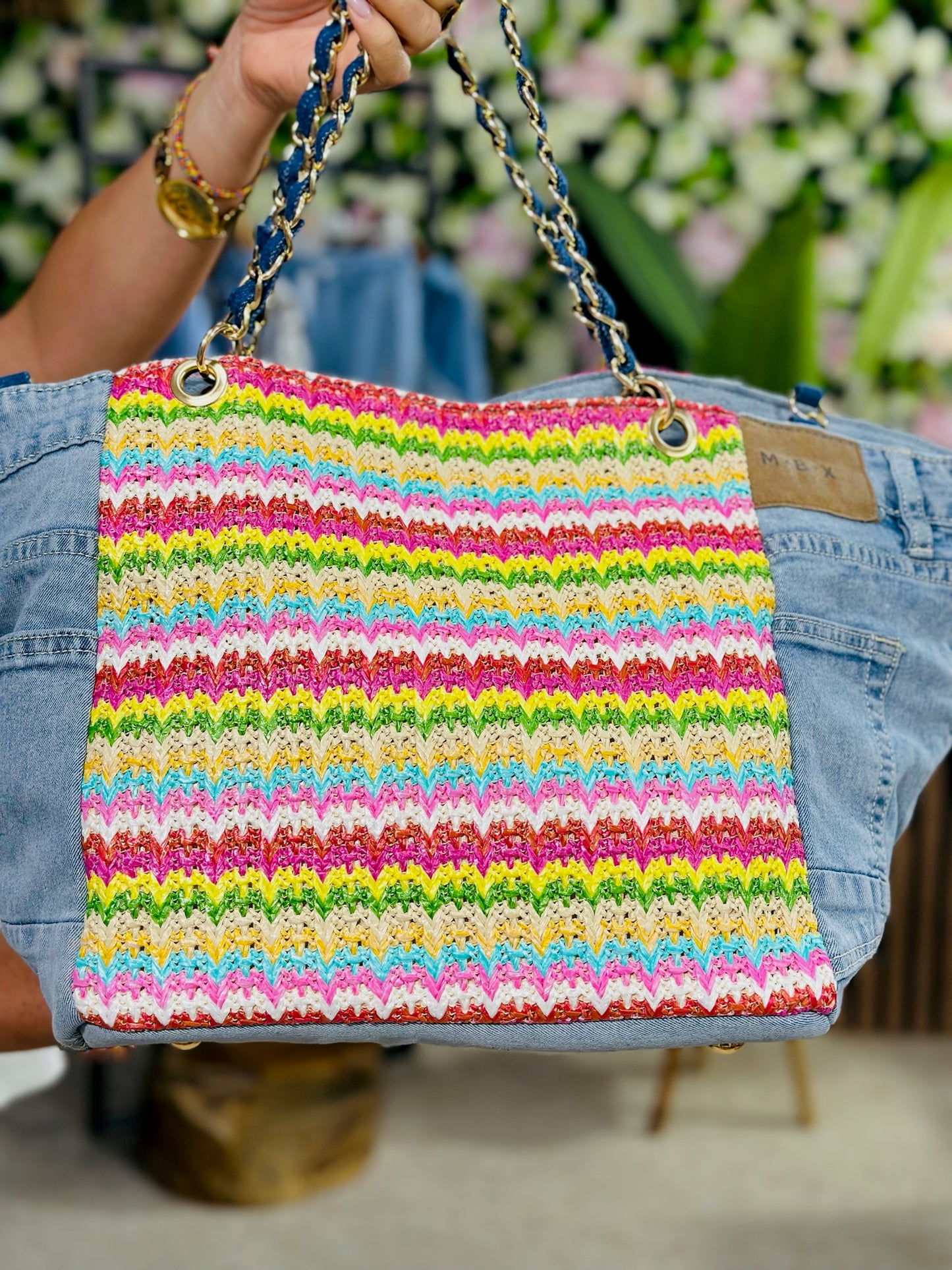 769 🛍️ Sac en Jean avec bande colorée 😎