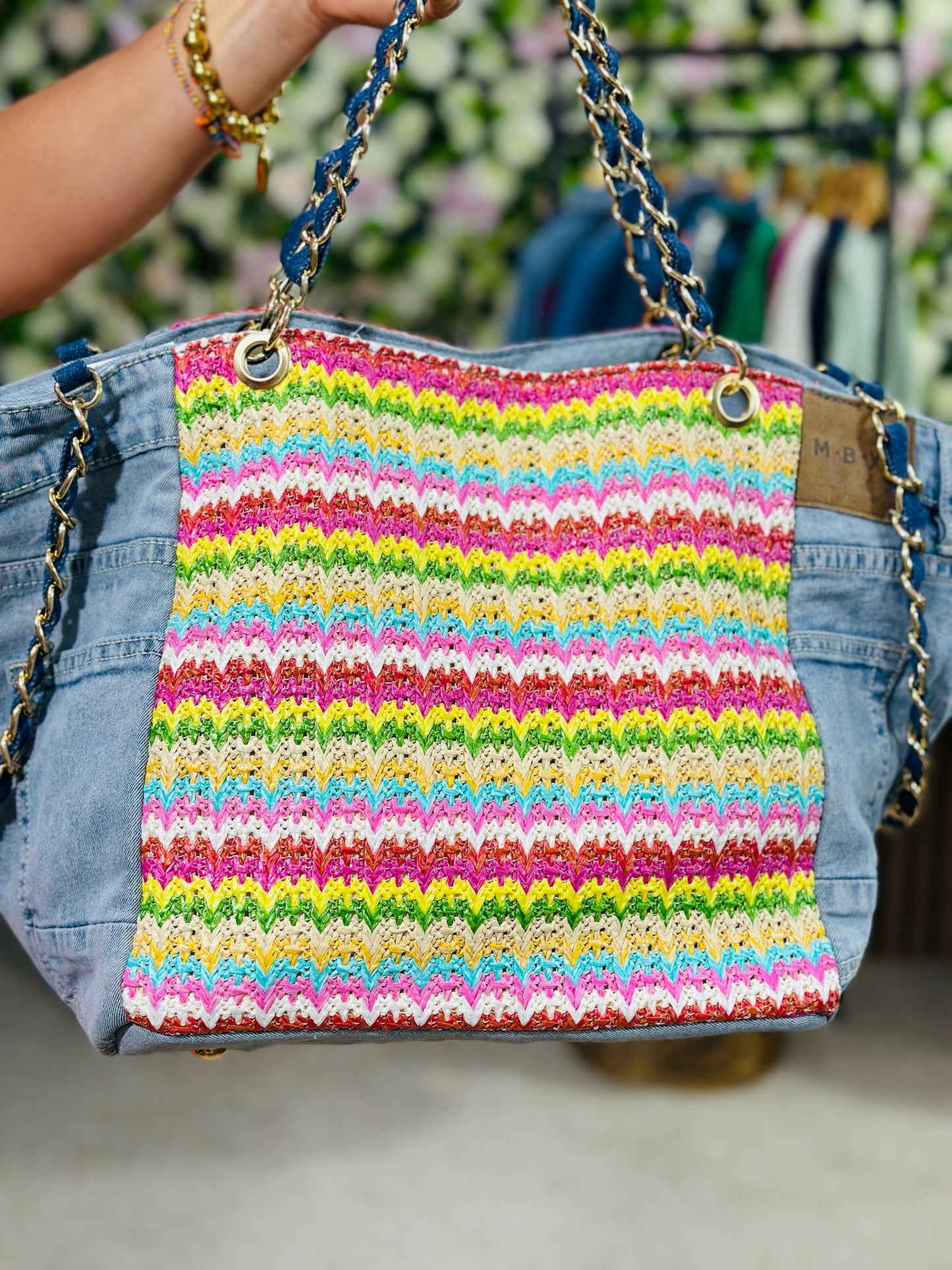 769 🛍️ Sac en Jean avec bande colorée 😎