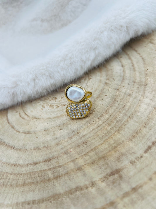 526 🛍️ Bague nacre et strass ✨