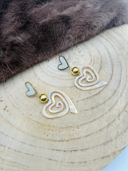 1018 🛍️ Boucle d'oreille pendantes coeur ❤️