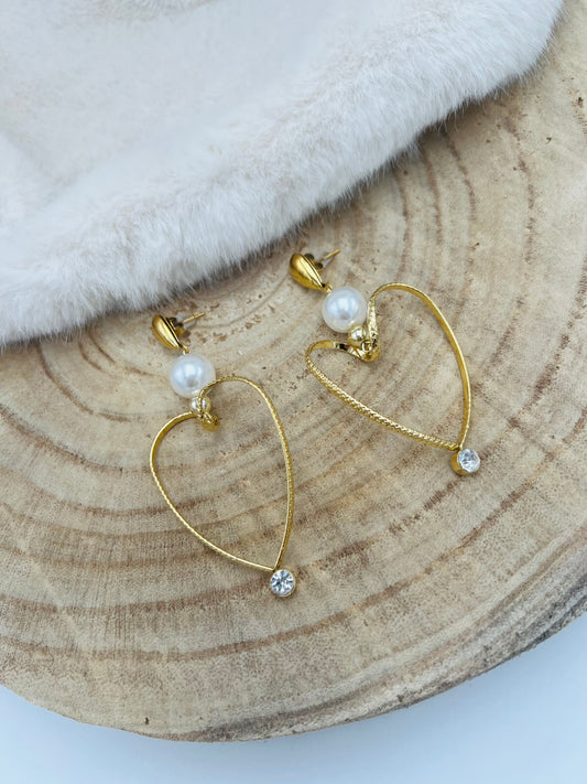 186 🛍️ Boucle d'oreille coeur et perle ♥️