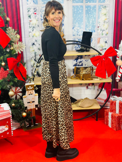 712 🛍️ Robe longue noir et léopard 🐆