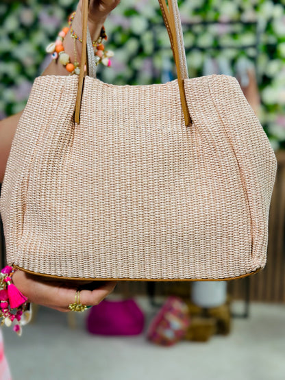 742 🛍️ Sac en cuir et rafia ⛱️