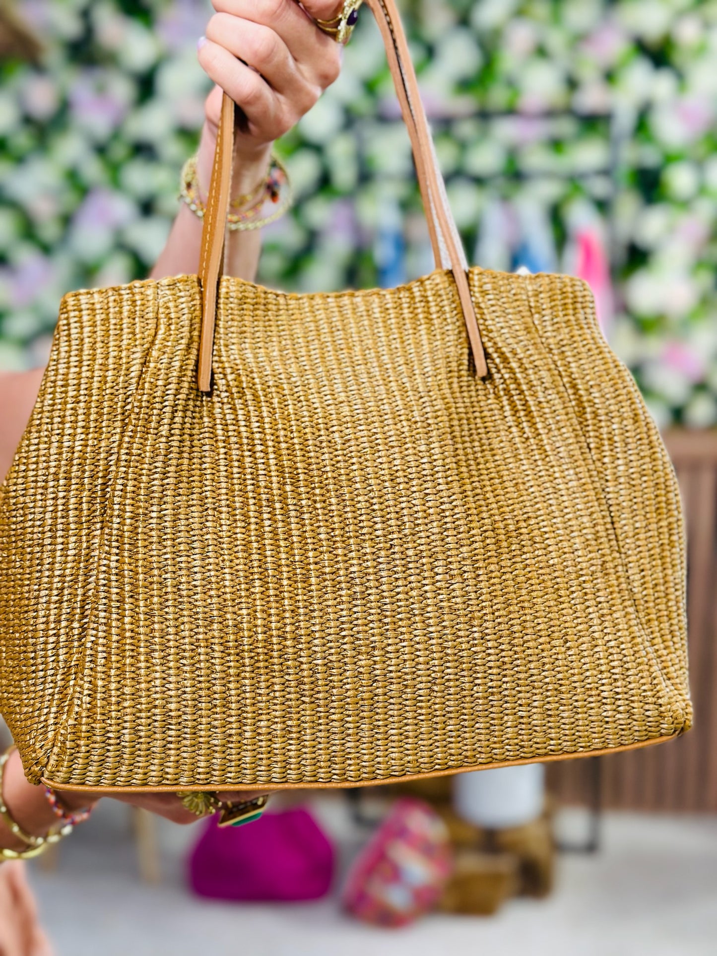 742 🛍️ Sac en cuir et rafia ⛱️