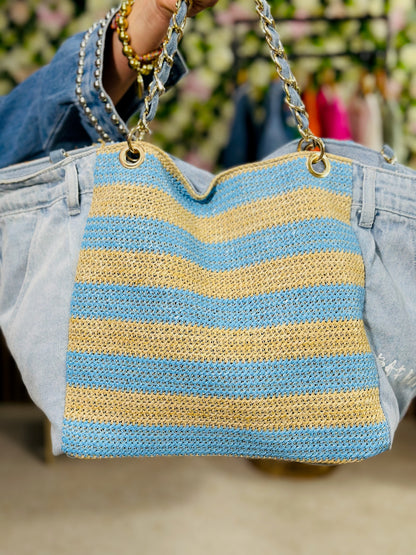 769 🛍️ Sac en Jean avec bande colorée 😎