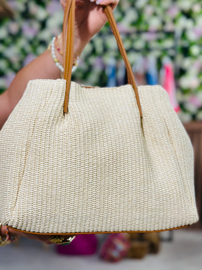 742 🛍️ Sac en cuir et rafia ⛱️