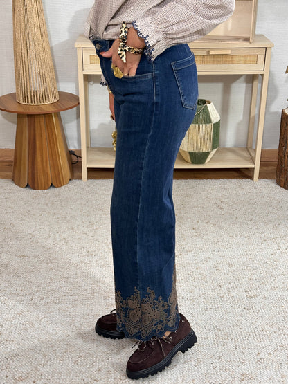 182 🗝️ Jeans Broderie Choco