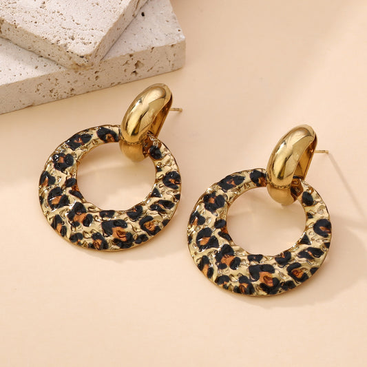 502 🖤 Boucles d'oreilles Léopard rondes