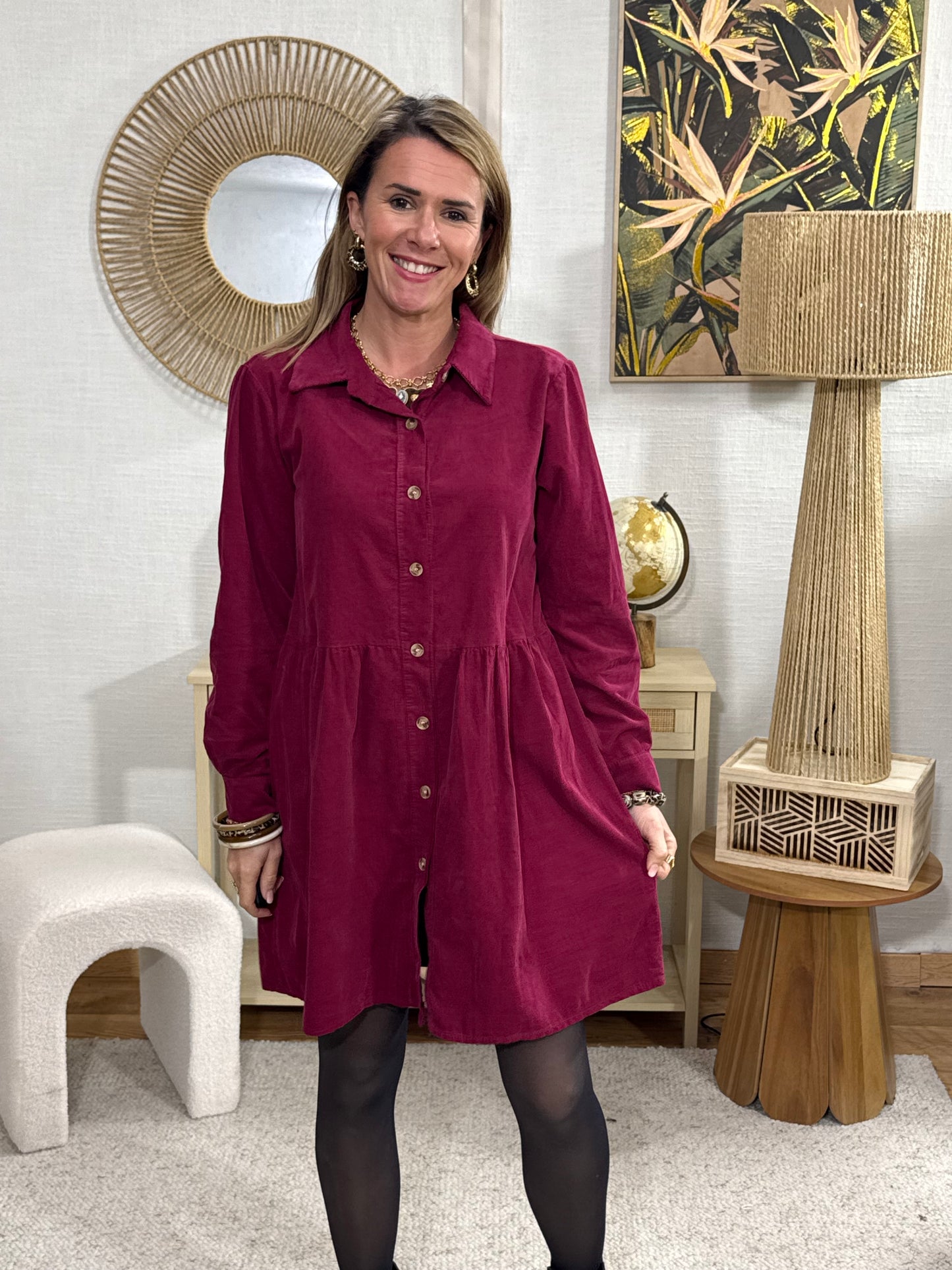 516 🖤 Robe Velours Bouton