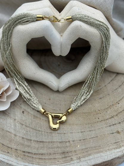 215 🍭  Collier coeur Doré