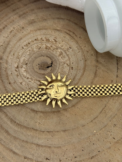 238 💜 Bracelet soleil maille plate 🌞