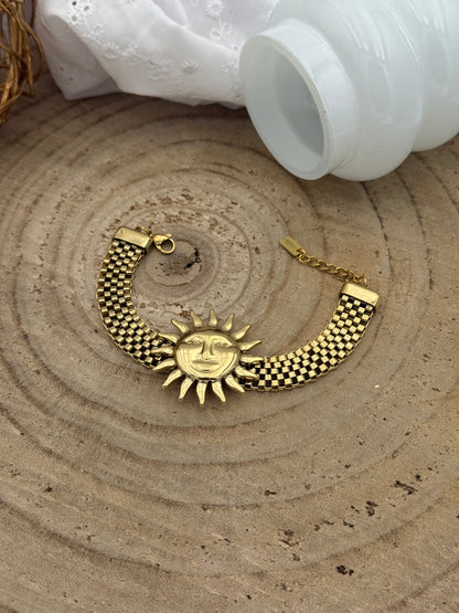 238 💜 Bracelet soleil maille plate 🌞