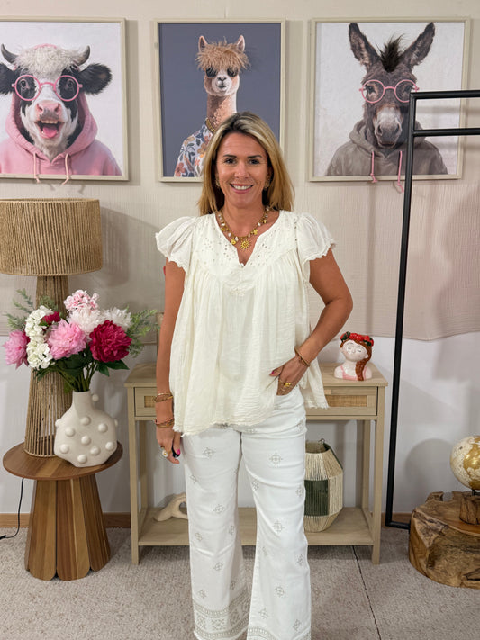 111 🌷 Jeans Blanc Argenté